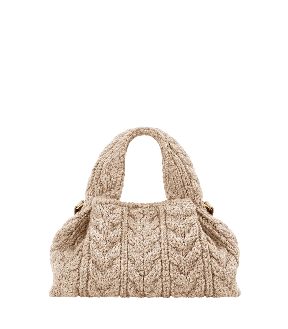 Polène NUMÉRO NEUF MINI Tricot Crème — sac Polène authentique